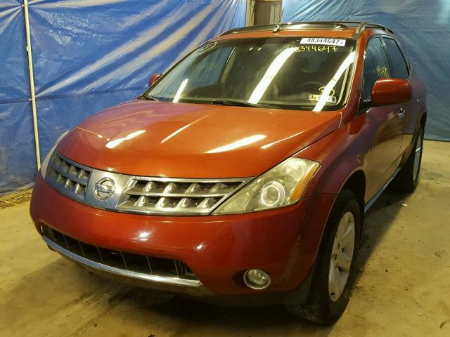 JN8AZ08W56W516240 - 2006 NISSAN MURANO SL RED photo 2