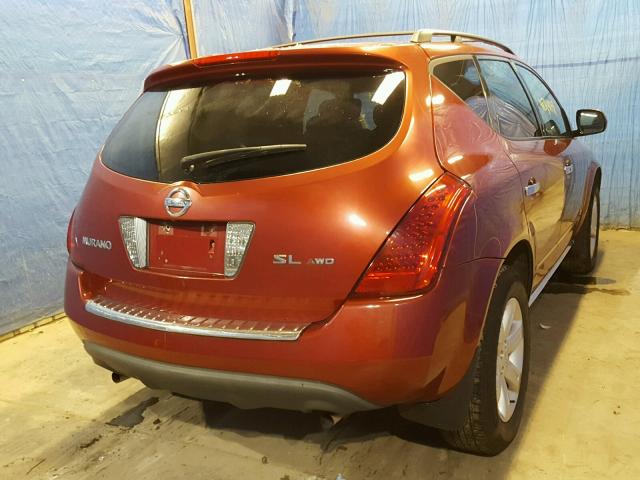 JN8AZ08W56W516240 - 2006 NISSAN MURANO SL RED photo 4