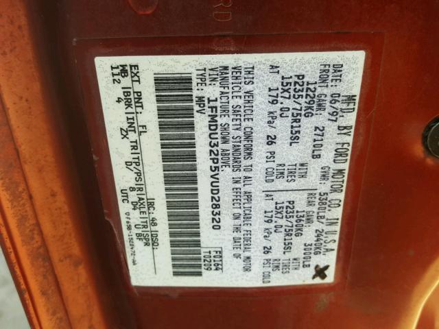 1FMDU32P5VUD28320 - 1997 FORD EXPLORER RED photo 10