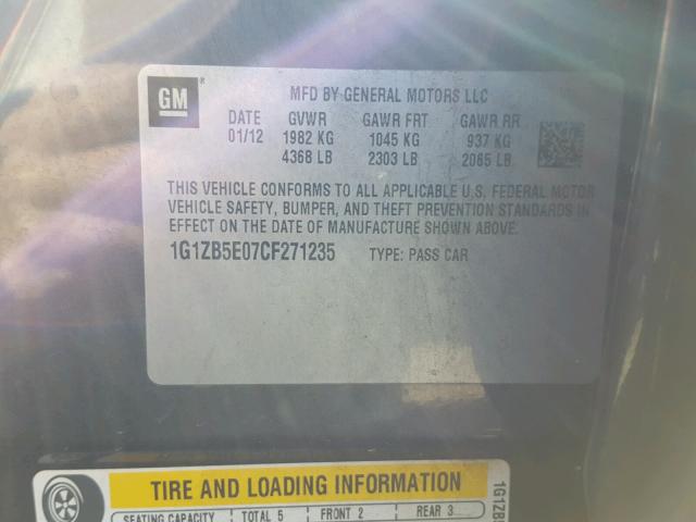 1G1ZB5E07CF271235 - 2012 CHEVROLET MALIBU LS GRAY photo 10