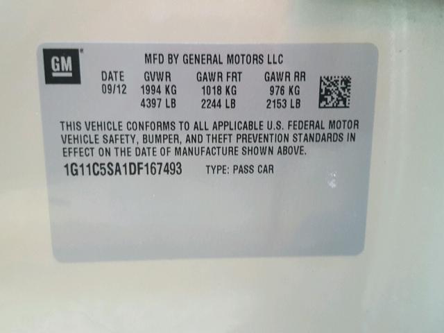 1G11C5SA1DF167493 - 2013 CHEVROLET MALIBU 1LT 棕色 照片 10