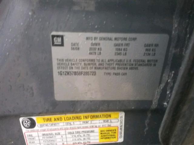 1G1ZK57B58F285723 - 2008 CHEVROLET MALIBU LTZ 灰色 照片 10