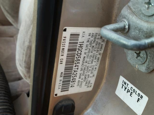 1HGCD5654TA254814 - 1996 HONDA ACCORD EX GRAY photo 10