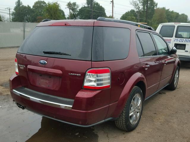 1FMDK03W68GA05911 - 2008 FORD TAURUS X L MAROON photo 4