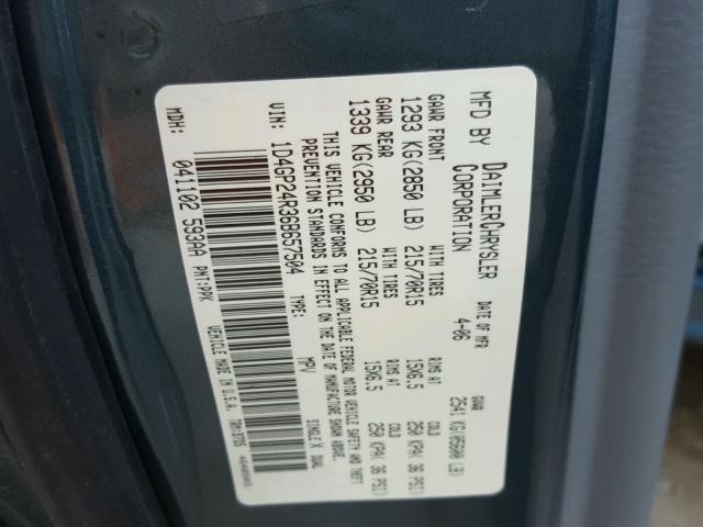 1D4GP24R36B657504 - 2006 DODGE GRAND CARA BLUE photo 10