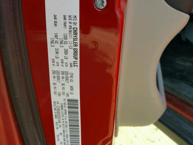 2C4RDGBG3ER231048 - 2014 DODGE GRAND CARA RED photo 10