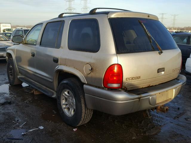 1B4HS48N72F156666 - 2002 DODGE DURANGO SL GOLD photo 3