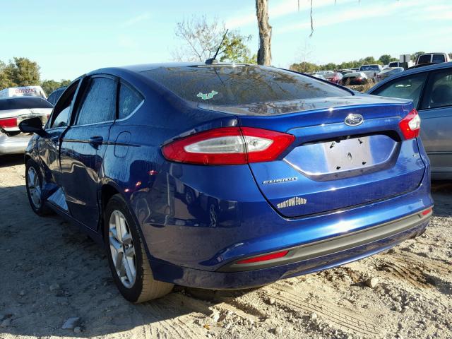 3FA6P0H76FR177982 - 2015 FORD FUSION SE BLUE photo 3