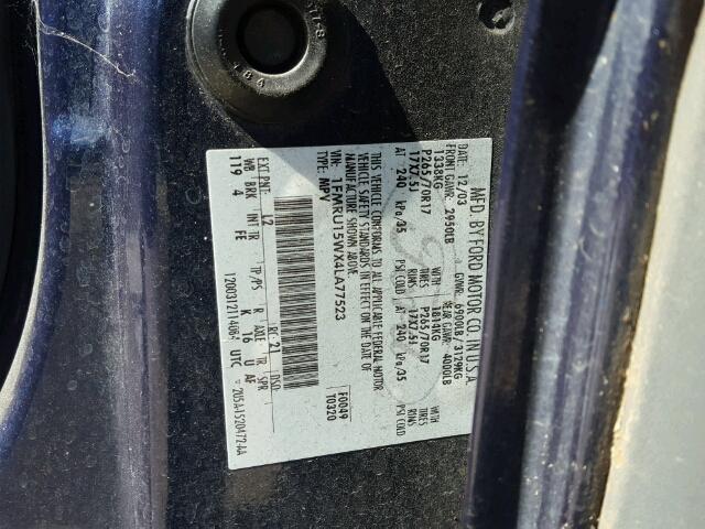 1FMRU15WX4LA77523 - 2004 FORD EXPEDITION BLUE photo 10