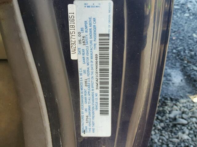 3VWCA21C8YM496489 - 2000 VOLKSWAGEN NEW BEETLE 蓝色 照片 10