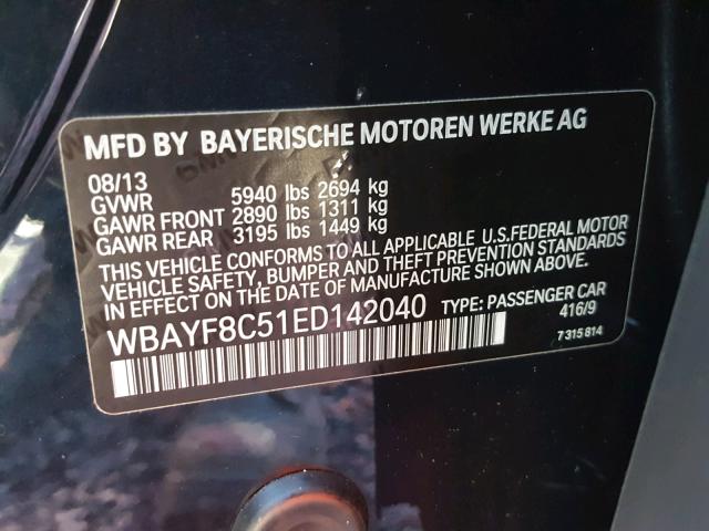 WBAYF8C51ED142040 - 2014 BMW 750 LXI BLACK photo 10