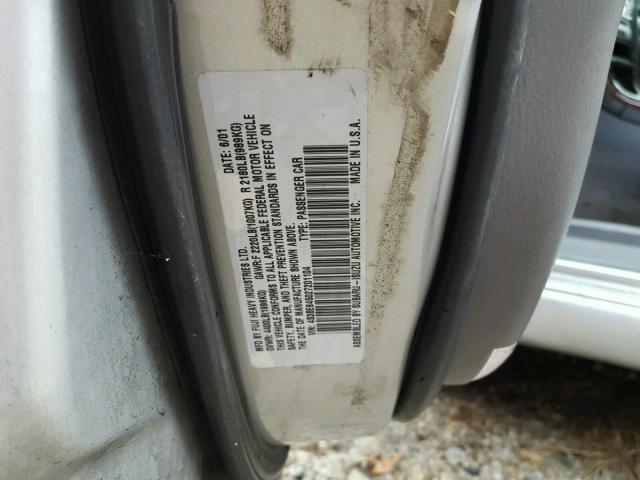 4S3BE645027201104 - 2002 SUBARU LEGACY GT SILVER photo 10