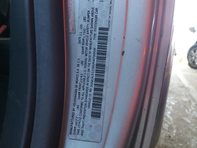 3VWCK31C95M409908 - 2005 VOLKSWAGEN NEW BEETLE 银色 照片 10