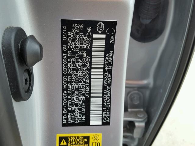 JTHBK1GGXE2124489 - 2014 LEXUS ES 350 SILVER photo 10