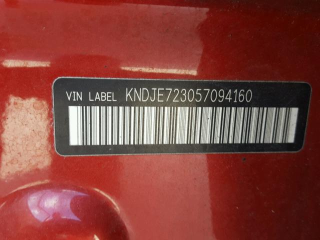 KNDJE723057094160 - 2005 KIA NEW SPORTA RED photo 10