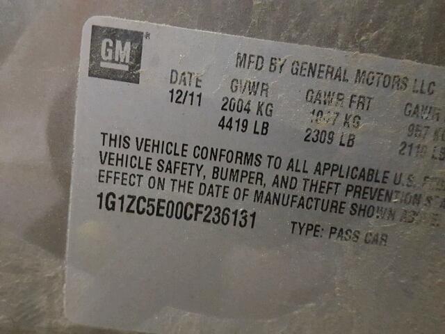 1G1ZC5E00CF236131 - 2012 CHEVROLET MALIBU 1LT GRAY photo 10