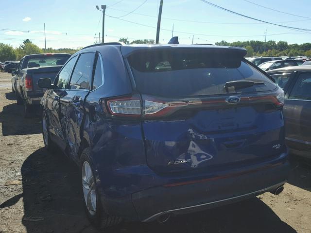 2FMTK4J84FBB62171 - 2015 FORD EDGE SEL BLUE photo 3