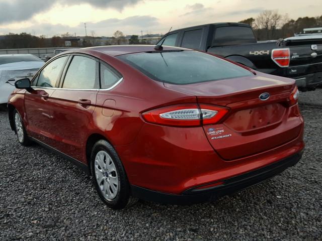 3FA6P0G77DR355560 - 2013 FORD FUSION S RED photo 3