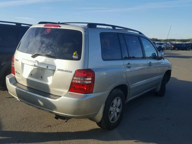 JTEHF21A930101896 - 2003 TOYOTA HIGHLANDER SILVER photo 4