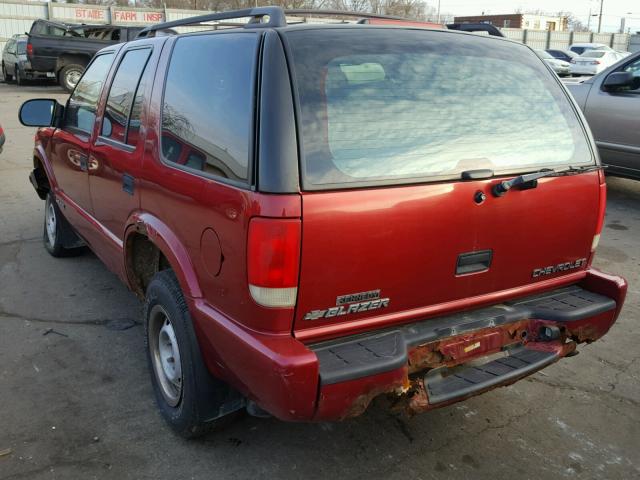 1GNDT13W5X2128495 - 1999 CHEVROLET BLAZER RED photo 3