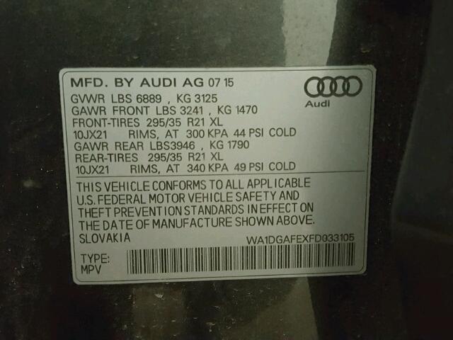 WA1DGAFEXFD033105 - 2015 AUDI Q7 PRESTIG CHARCOAL photo 10