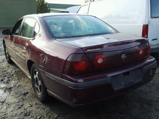 2G1WF52E339444801 - 2003 CHEVROLET IMPALA BURGUNDY photo 3