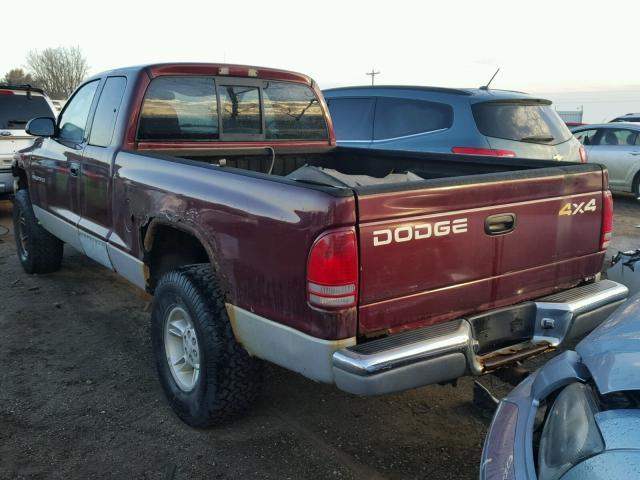 1B7GG22N9YS787917 - 2000 DODGE DAKOTA BURGUNDY photo 3