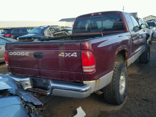 1B7GG22N9YS787917 - 2000 DODGE DAKOTA BURGUNDY photo 4