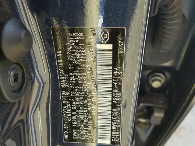 4T1BF1FKXFU994742 - 2015 TOYOTA CAMRY LE 蓝色 照片 10