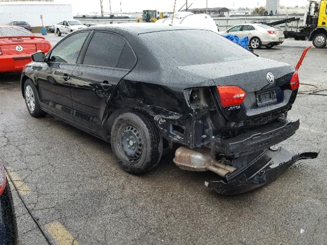 3VW2K7AJ6EM443659 - 2014 VOLKSWAGEN JETTA BASE BLACK photo 3