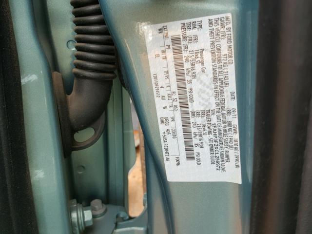 1FAHP3F2XCL256972 - 2012 FORD FOCUS SE GREEN photo 10