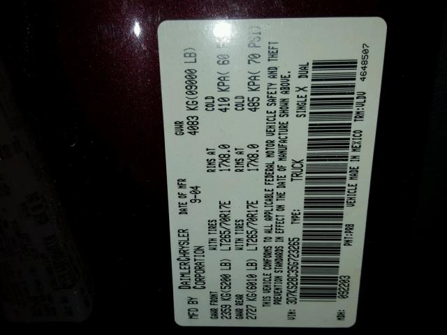 3D7KS28C35G723265 - 2005 DODGE RAM 2500 S შავი ფოტო 10