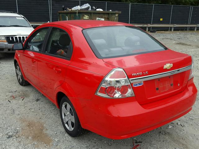 KL1TD56677B183154 - 2007 CHEVROLET AVEO BASE Czerwony zdjęcie 3