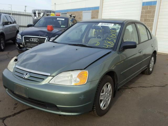 2HGES165X3H502833 - 2003 HONDA CIVIC LX GREEN photo 2