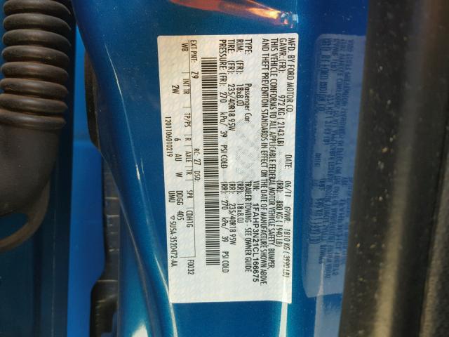 1FAHP3N21CL166675 - 2012 FORD FOCUS TITA BLUE photo 10