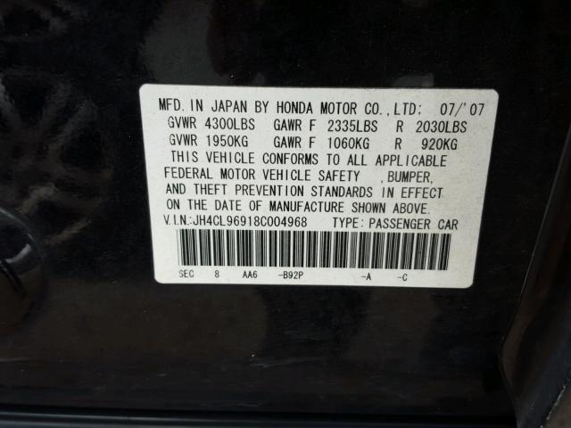 JH4CL96918C004968 - 2008 ACURA TSX BLACK photo 10