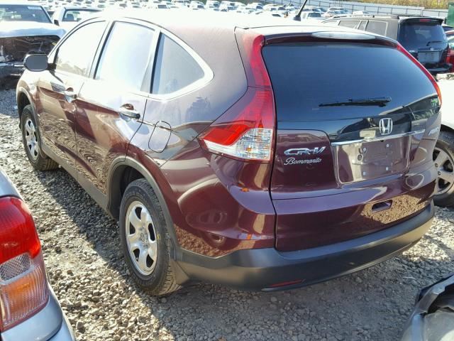 5J6RM4H33EL003167 - 2014 HONDA CR-V LX MAROON photo 3