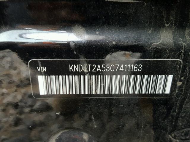 KNDJT2A53C7411163 - 2012 KIA SOUL BLACK photo 10