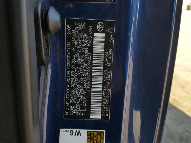 JTKDE167290299350 - 2009 TOYOTA SCION TC 蓝色 照片 10