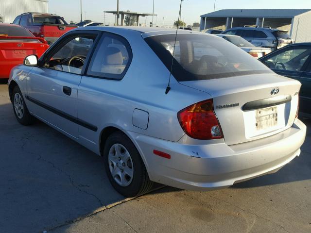 KMHCF35C63U265207 - 2003 HYUNDAI ACCENT L SILVER photo 3