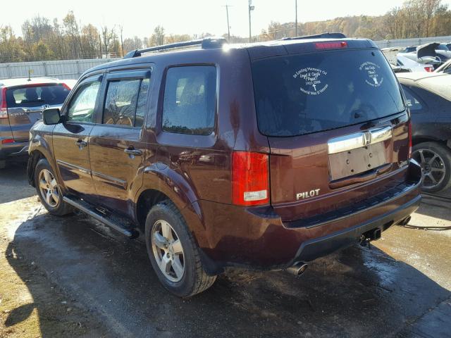 5FNYF4H69BB074541 - 2011 HONDA PILOT EXL MAROON photo 3