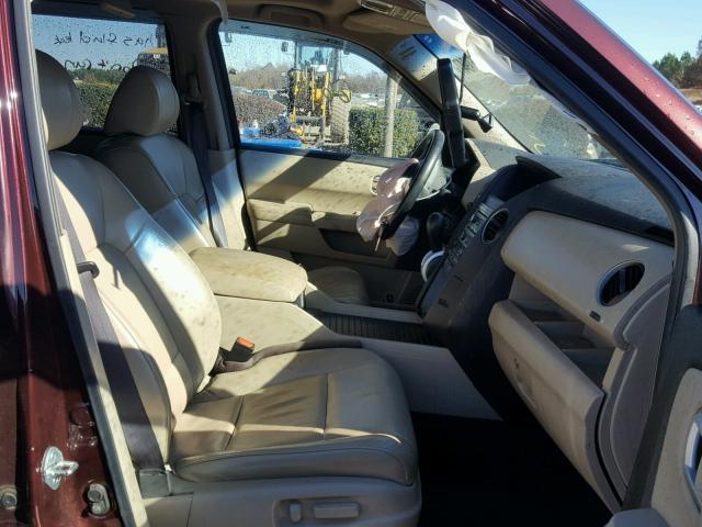 5FNYF4H69BB074541 - 2011 HONDA PILOT EXL MAROON photo 5