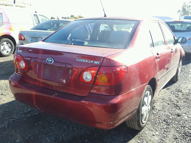 1NXBR32E43Z169830 - 2003 TOYOTA COROLLA CE RED photo 4