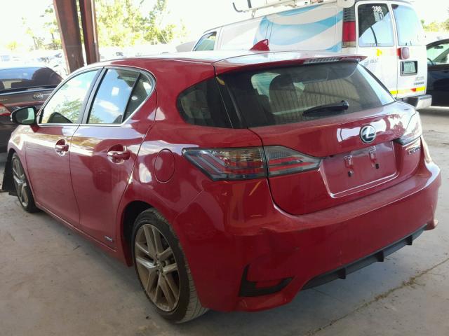 JTHKD5BHXF2221839 - 2015 LEXUS CT 200 RED photo 3