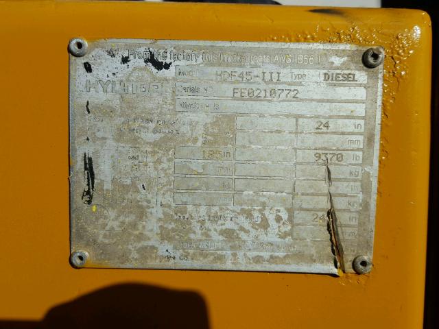 FE0210772 - 2005 HYUNDAI FORKLIFT YELLOW photo 10