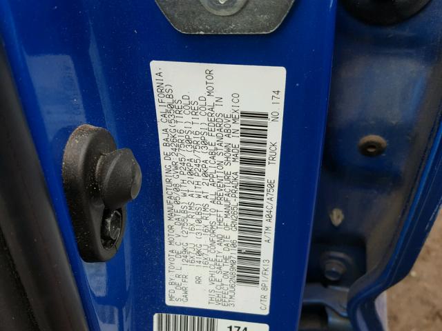 3TMJU62N89M071106 - 2009 TOYOTA TACOMA DOU BLUE photo 10