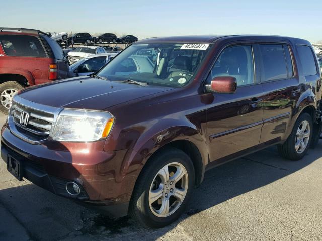 5FNYF4H57DB026644 - 2013 HONDA PILOT EXL BURGUNDY photo 2