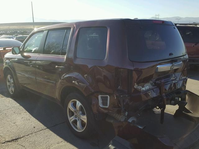 5FNYF4H57DB026644 - 2013 HONDA PILOT EXL BURGUNDY photo 3