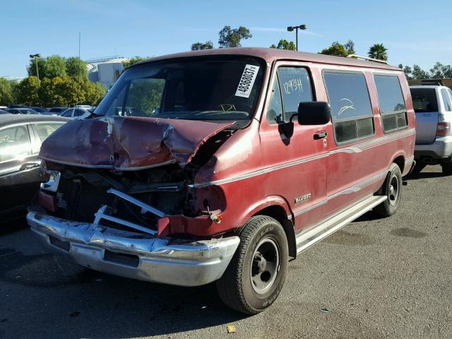 2B6HB21Y5TK142123 - 1996 DODGE RAM VAN B2 MAROON photo 2