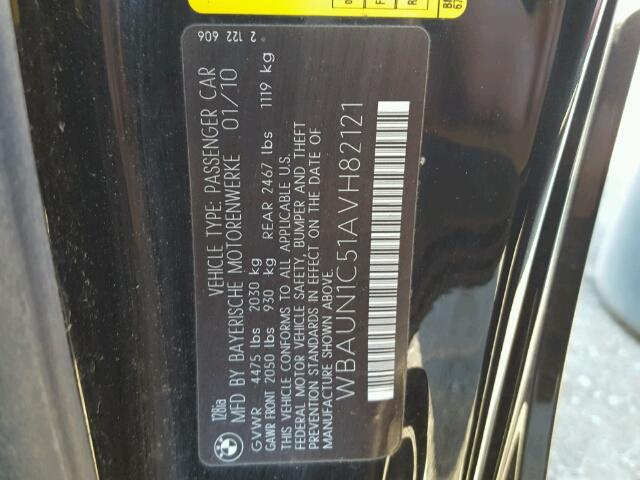 WBAUN1C51AVH82121 - 2010 BMW 128 I BLACK photo 10